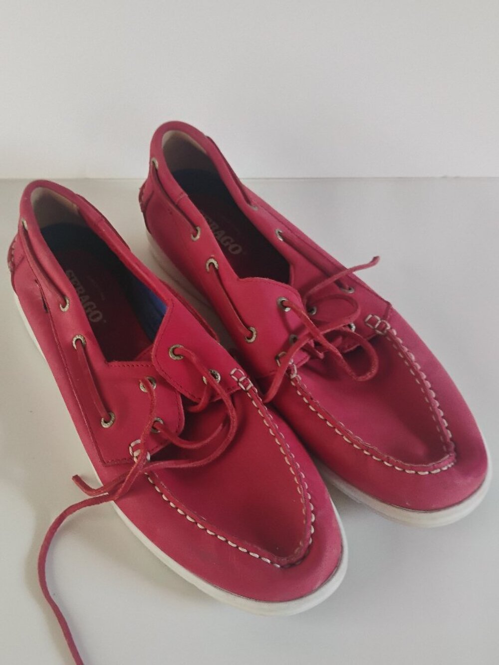 Sebago Leather boater shoes red Men's Size 11